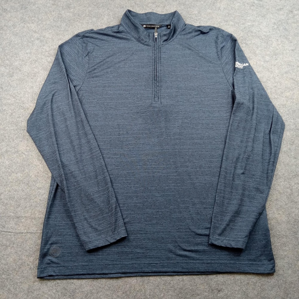 Travis Mathew Shirt Mens‎ XL Heather Blue 1/4 Zip Golf Pullover Mock Sweatshirt